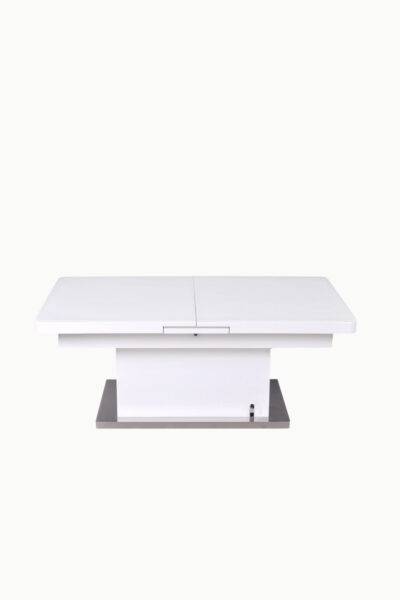 TABLE A MANGER TABLE BASSE RELEVABLE TB86 BLANCHE VERRE TREMPE PRINCIPALE