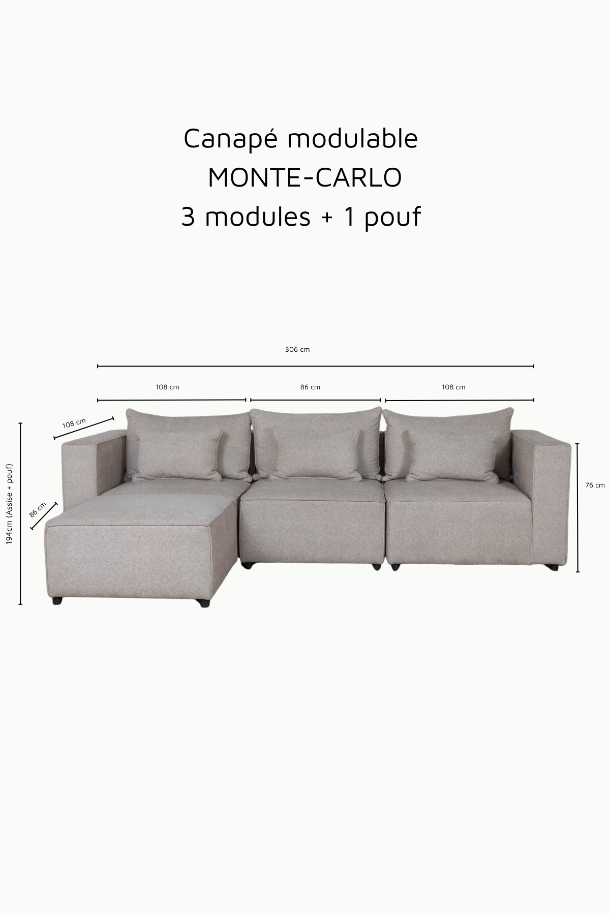 canape modulable monte carlo tissus chenille beige 10