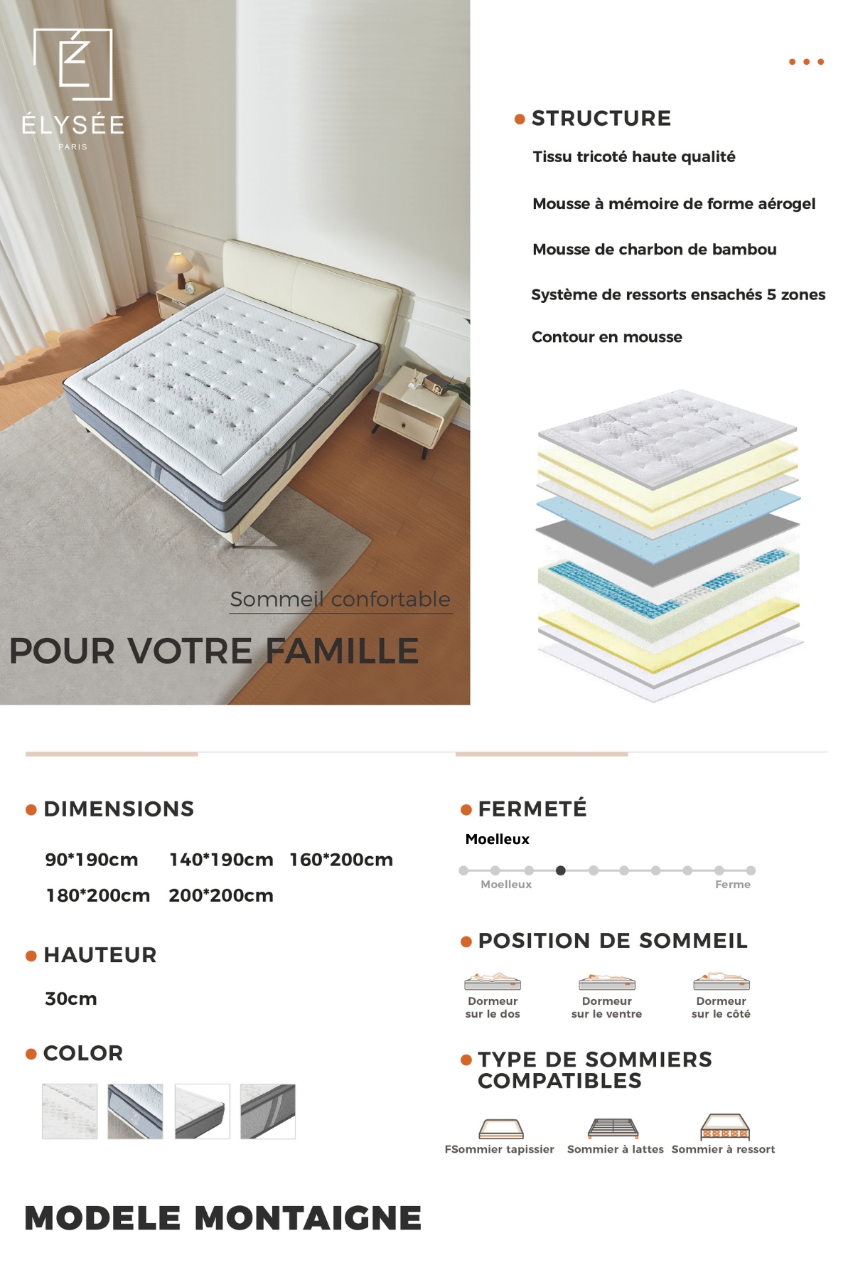 MATELAS MONTAIGNE FICHE PRODUIT