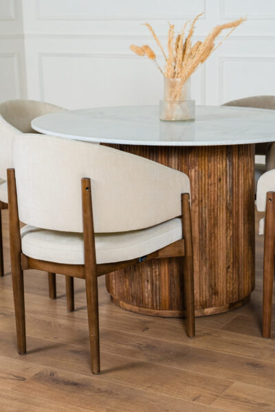 TABLE A MANGER MILA BOIS MANGUIER MARBRE BLANC 3 1