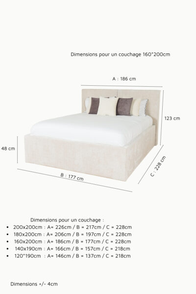 LIT COFFRE MIA TISSU CHENILLE 1 LIT COFFRE MIA TISSU CHENILLE 1