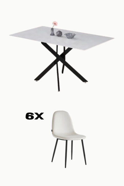OFFRE table à manger JESSIA + 6 CHAISES SCANDINAVES